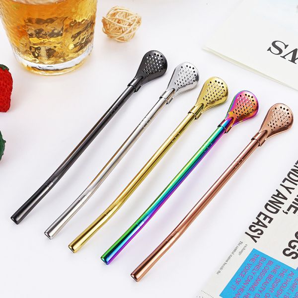 Initial Payment Detachable 304 Stainless Steel Straw Spoon Mate Tea Filter Straws