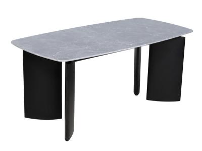 1750*850mm Mesa de jantar de cerâmica com tipo fixo e base de ferro preto