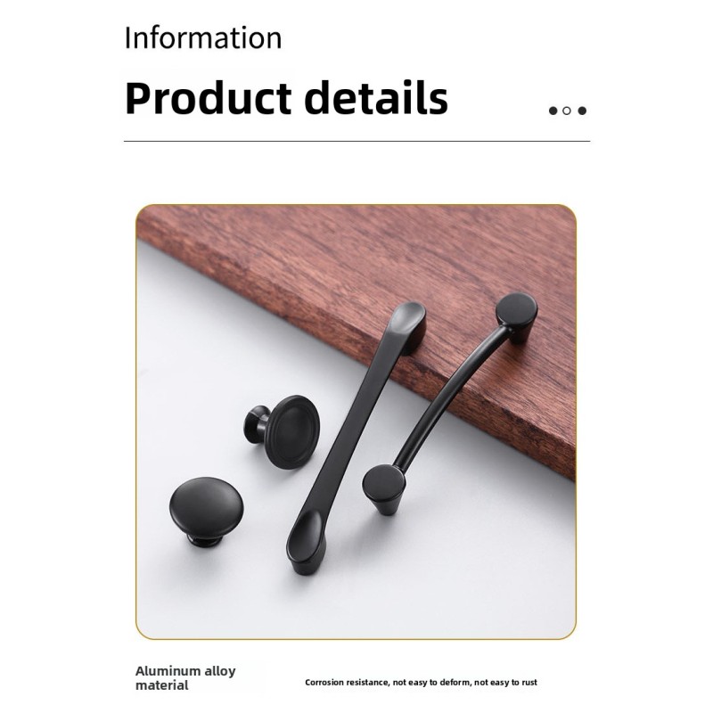 Solid Black Modern European Stainless Steel Alloy Solid Handle for Cabinet Shoe Door Surface Mounting Furniture Hardware
