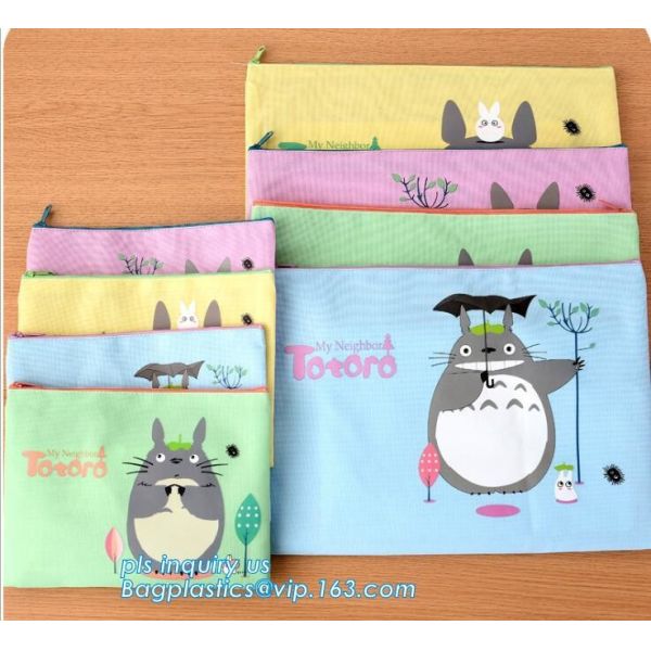 PVC Stationery Bag With Plastic bags, Slider Pen Pencil Rules Packaging Bags, square bottom zipper type plastic bag