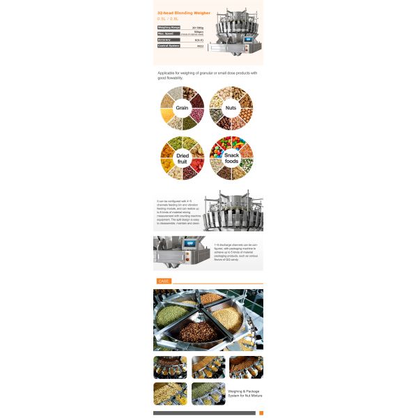 Pesador automático de acero inoxidable de los gránulos 2.5L Multihead