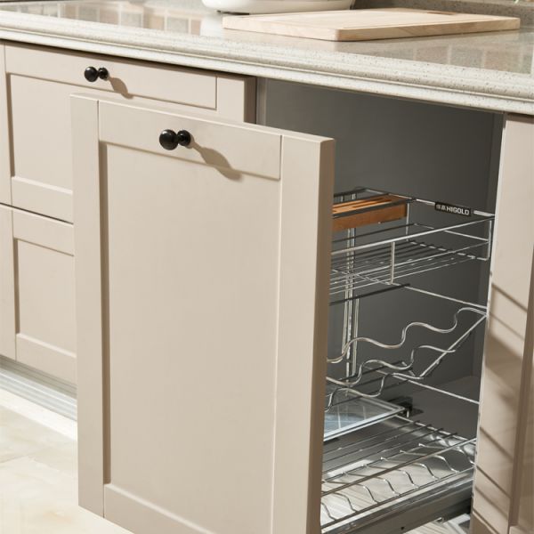 Fashion White Kitchen Cabinets With Glass Double Door PVC Kitchen Cabinets