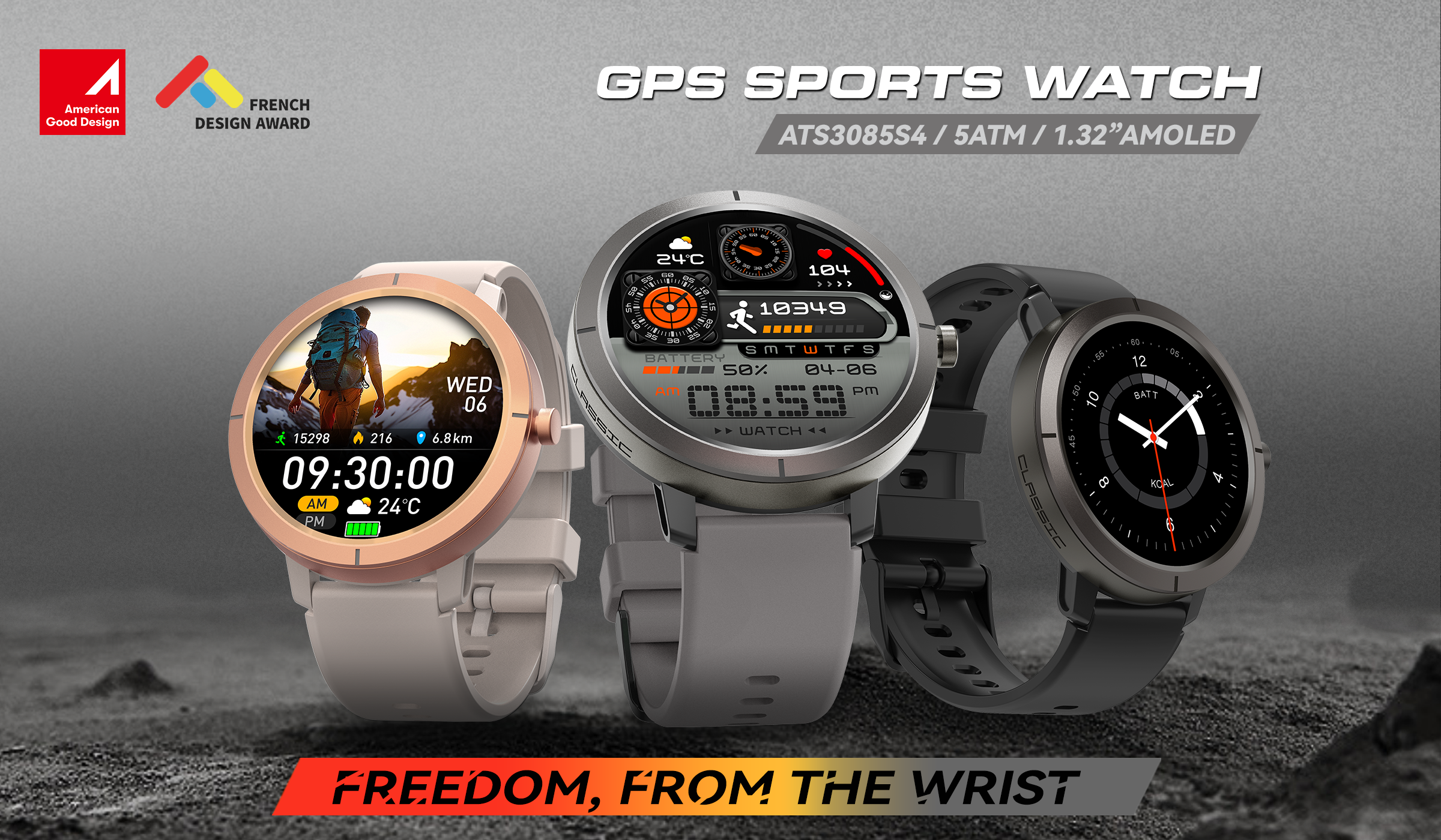 DM76 GPS Smart Watch with 1.32 Inch AMOLED HD Display, 170 Sports Modes, and Blood Pressure Monitoring