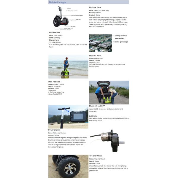 21 Inch Big Wheel Chariot segway two wheeled vehicle / Off Road Scooter with APP