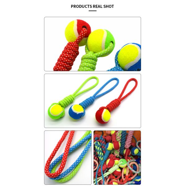 Toy Ball Plush Interactive Dog Cat Teething Toy Ball Pet Custom  Rope Teeth Cleaning