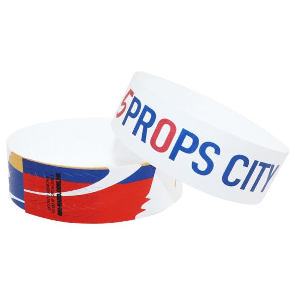 Fashionable Festival Colored Paper Wristbands White Red Blue Tear Resistant