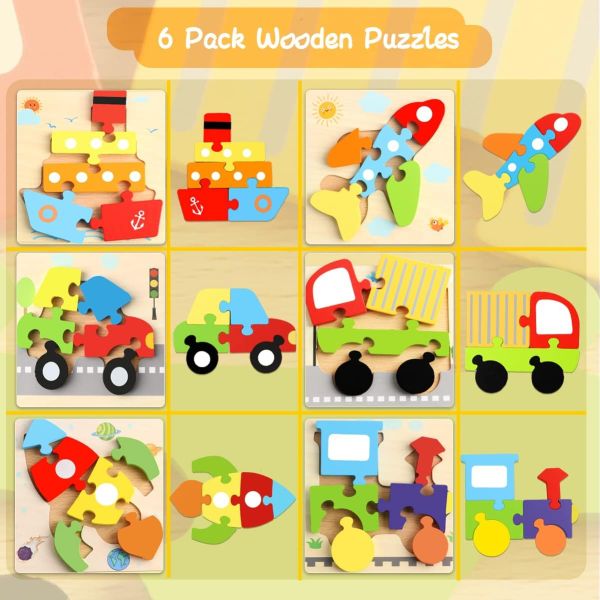 Unisex Montessori Shape Sorting Puzzle for Toddlers 1-3 Wooden Sensory Stem Learning Toys
