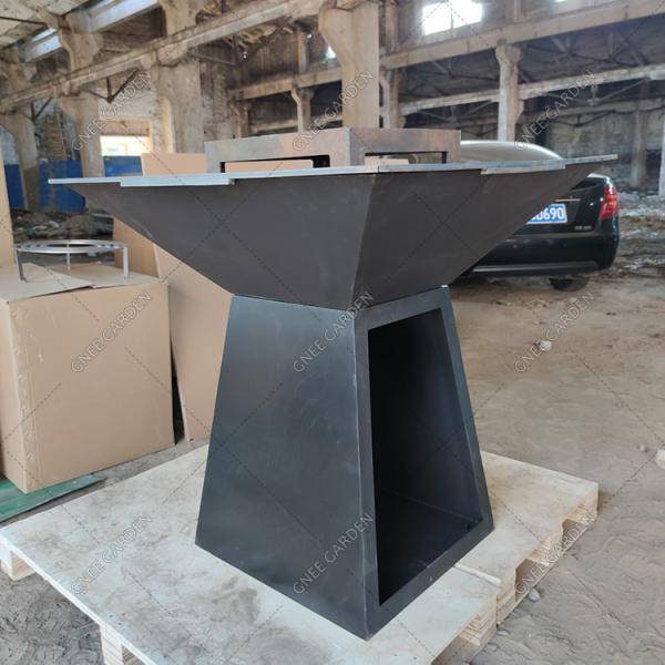 Corten Steel BBQ Fire Pit Grill Trapezoid Shaped Outdoor Cooking Grills For Garden