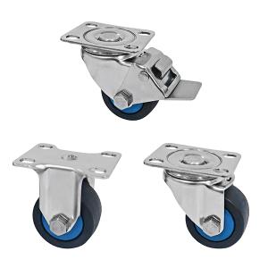 Ruedas giratorias de perfil bajo de 150 kg, 50 mm, acero inoxidable 304, ruedas