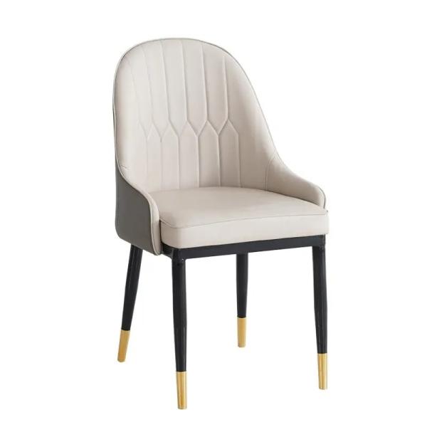 Silla de comedor de cuero de PU moderna con patas de metal - ajustable