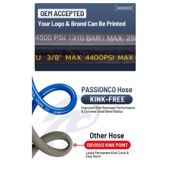 4000 PSI Hot Water Resistant High Pressure Washer Hose with 1/4