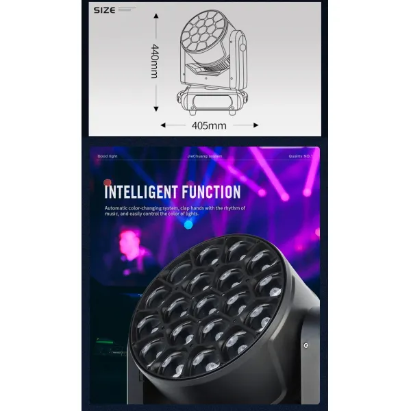 19X40W Zoom Wash Stage Wash Lighting Moving Head Bee Eye For Dj Disco Bar