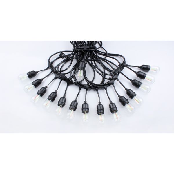 24ft 12 Bulb IP65 Waterproof Festoon Lighting Outdoor Garden Wedding Christmas Decoration S14 RGB LED Filament Bulb Light String