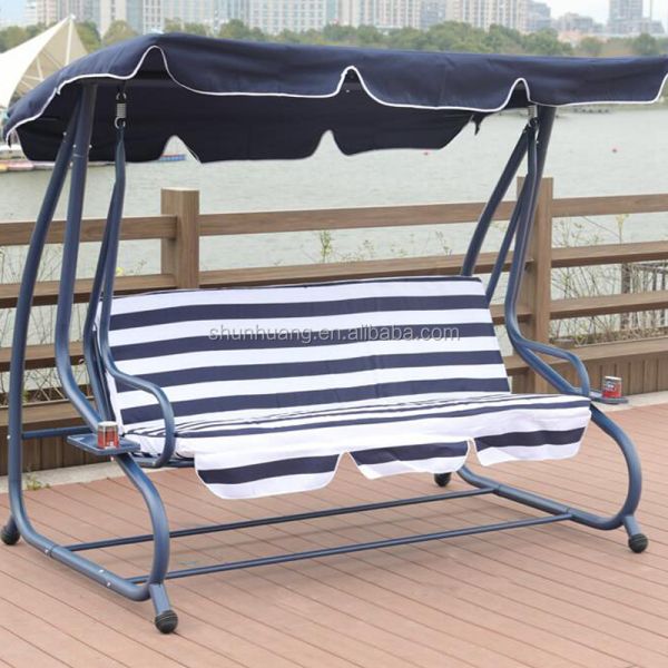 Outdoor Garden Furniture Aluminum Frame 4 Seat Dining Swing Chair with Canopy and Net