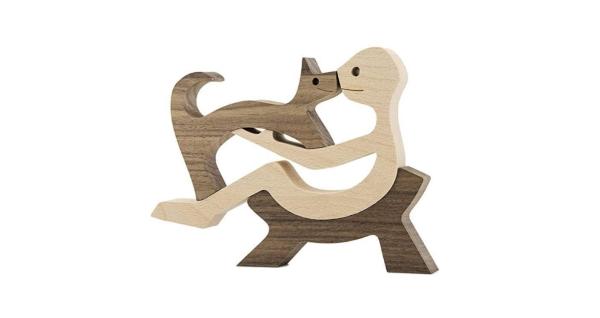 Home Office Wooden Craft Decor Statue Cute Handmade Wooden Figurines Carving Animal Wooden Decoration Orname