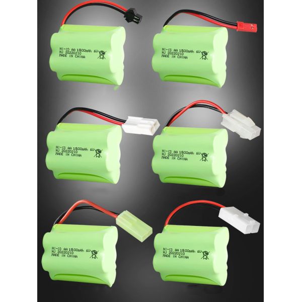 High Capacity NiCH Nimh Battery Pack AA 6V 1800mAh Battery With Male SM 2P Plug for RC Cars and Trucks Rechargeable Batteries