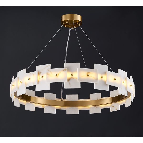 Led Creative Chandelier For Living Room White Ring Marble Chandelier(WH-MI-318)