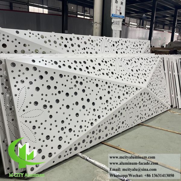 revêtement de façade extérieure feuille de métal 3D design perforation modèle revêtement PVDF