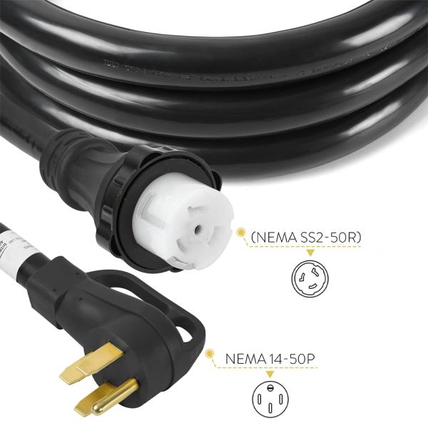 L14-30P Nema SS2-50R 3*6 + 1*8 AWG Cordon d'adaptateur 4C pour générateur d'énergie de véhicule de plaisance 50A Matériau en caoutchouc nominal pour l'instrumentation