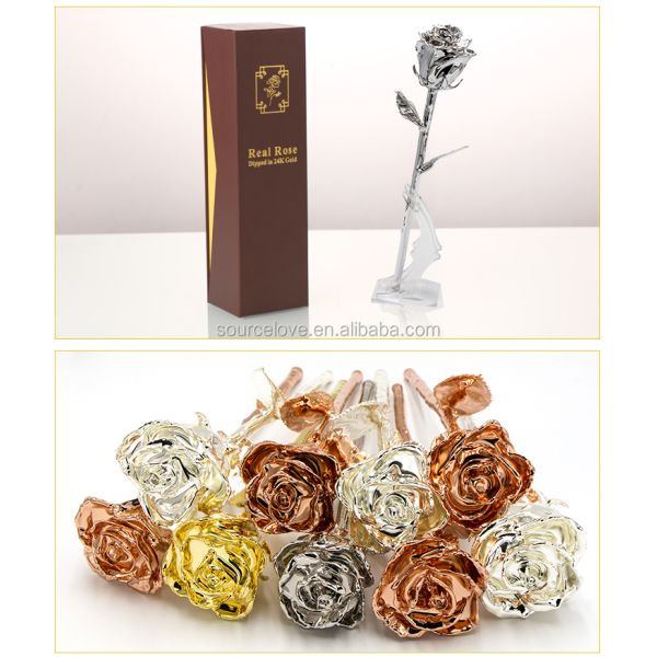 Platinum Dipped Rose With High Quality Gift Box Forever Gold Rose for Mother's Day Gift and Christmas Gift