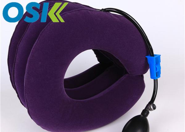 Medical Cervical Support Brace Flannel Cloth Material With Rubber Tube Steel Valve