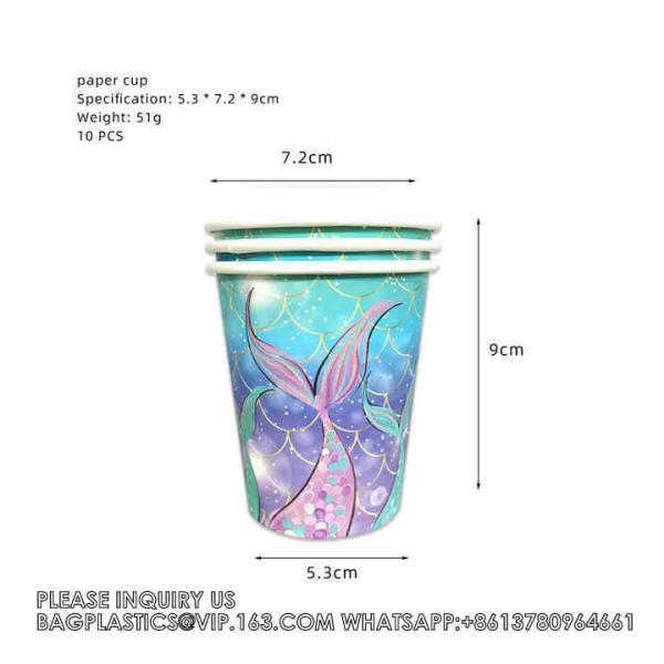 Mermaid Theme Tableware Set Mermaid Disposable Paper Plate Dinnerware Set Birthday Party Supplies