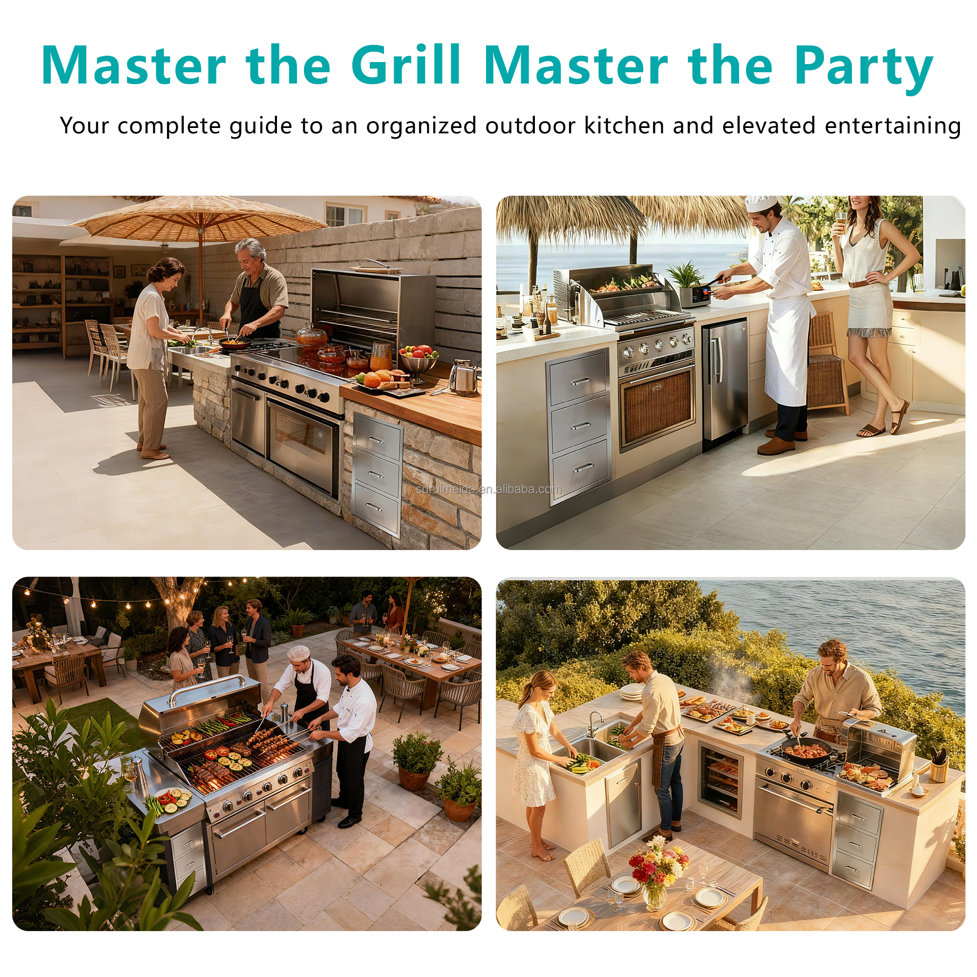 Dustproof Windproof Corrosion Resistant Stainless Steel Outdoor Kitchen Drawer with Smooth Slide Rails