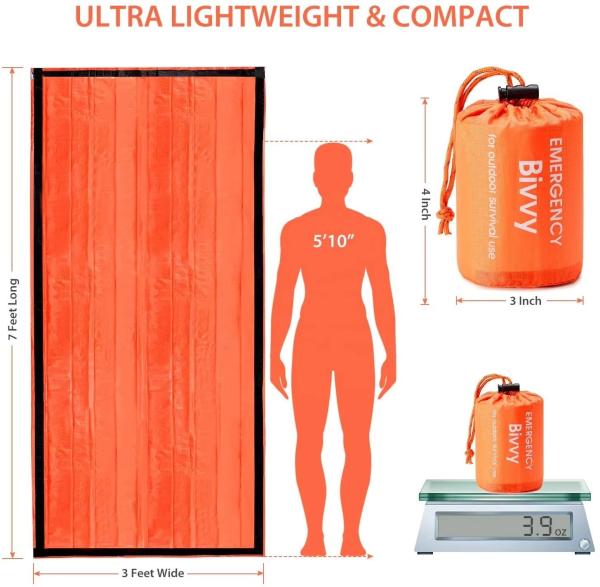 2024 Wholesale Compact Sack Waterproof Survival Bivy Thermal Emergency Sleeping Bags Emergency Rescue Equipment