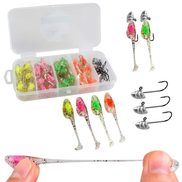 4.5cm 0.9g Fishing Lure Kit TPE Material Soft Fishing Lures T Tail Paddle Crappie Shad
