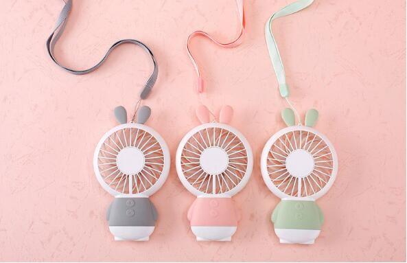 LED handy chargeable mini electric fan, cute cartoon handy mini stand electric fan, portable mini stand electric fan