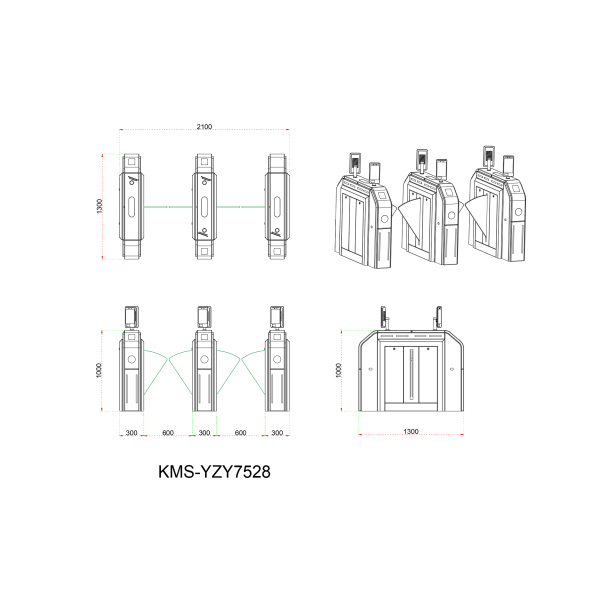 Automatic Alarm Wing Turnstile with Fingerprint Access for Hospital Use