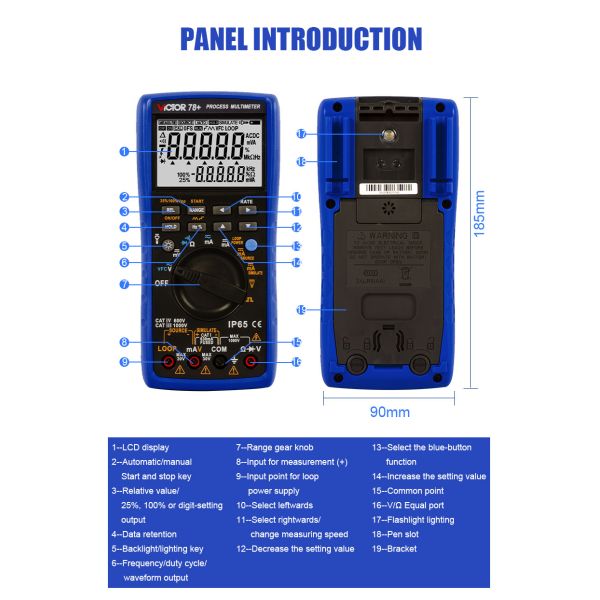 VICTOR 78+ New product Process Multimeter DCV 1000v ACV VFC Resistance Continuty Digital Multimeter