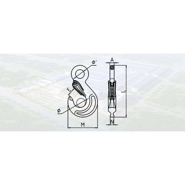 SLR864-EYE SLING HOOK WITH CAST LATCH