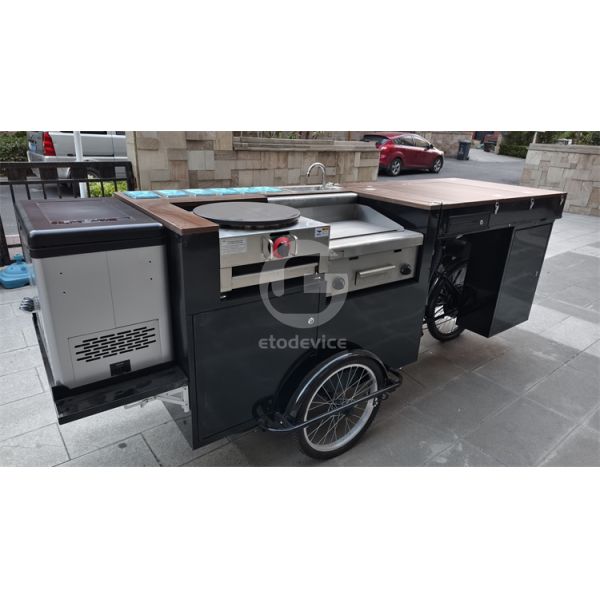 Street Food Carts Crepe Cart and Mobile Three-Wheeled Bicycles for Manufacturing Plant