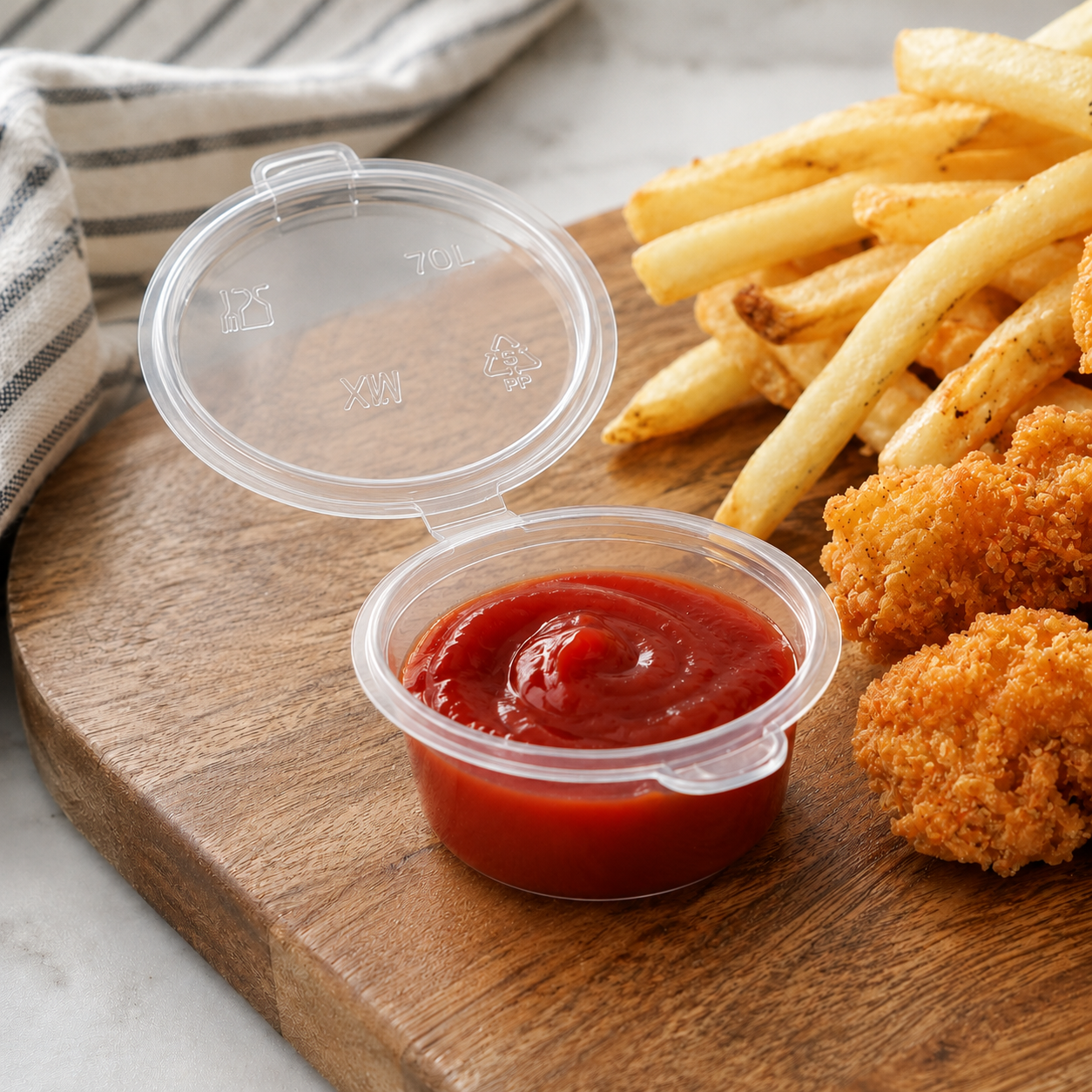 Mini Round 25ml Clear PP Takeaway Dip Cup With Lid Dipping Sauces Dressing