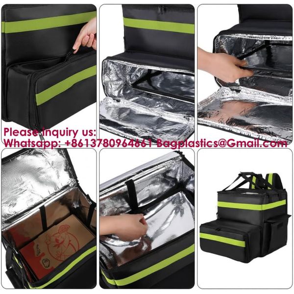 Food Delivery Backpack,Large Insulated Backpack For Doordash/Uber Eeats, Expandable Cooler Bags For Bike/Motorcycle With Reflective Strip/Cup Holders,Reusable Pizza Food Delivery Bag With Hand Straps