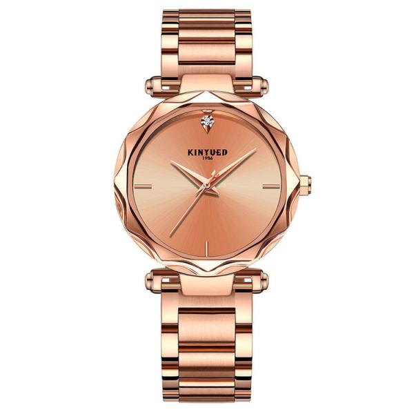 KINYUED high quality metal women stainless steel band quartz movement  waterproof wrist watch