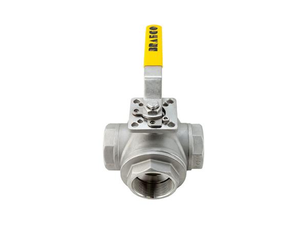 Stainless Steel 1/2- 4 3 Way T Type Internal Thread Manual Operated Mounting Pad Flanged Welding Ball Valves