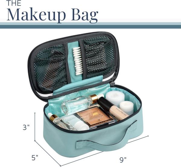 Ultralight Accessory Hanging Organizer Pouch Dusty Teal Makeup Custom Travel Bag with Brush Holder