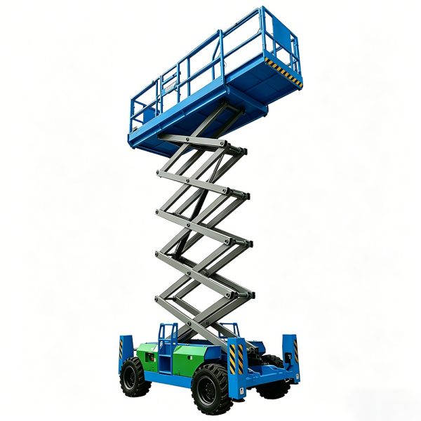 Electric Rough Terrain Off Road Scissor Lift 30 Ft Emergency Infrastructure Rebuilding