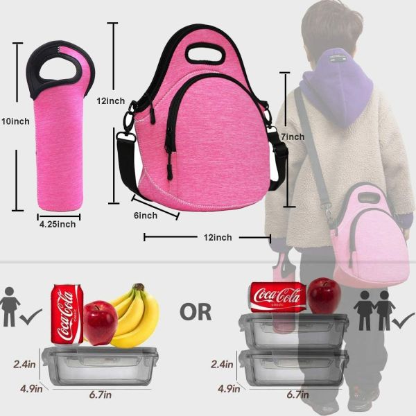 12.6x6.3x12.6 inches Insulated Thermal Lunch Box Tote Bag for Student School Neoprene