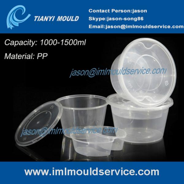 1000ml/1200ml/1500ml clear disposable PP plastic bowl for snack food packaging mould