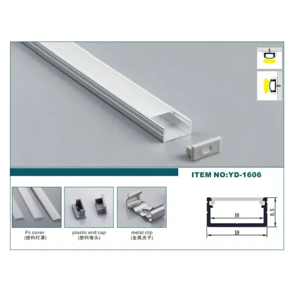 Surface Mounted LED Profile in 6063 T3-T8 Aluminum Alloy with Anodized Finish and Customized Length Options