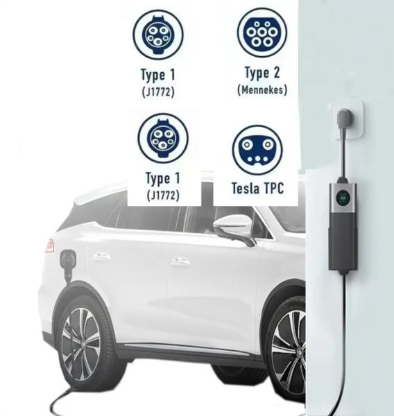 NACS 40A Tesla Carregador EV Portátil Nível 2 Estação de Carregamento Móvel de Carros Elétricos