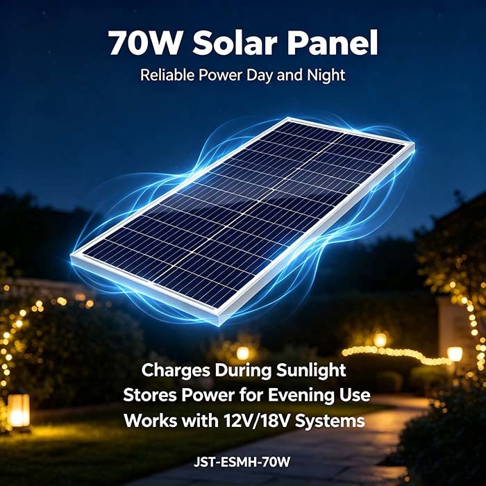 70W 182mm 30‑Cell Monocrystalline Solar Panel IP67 Junction Box MC4 Connector RV Boat Solar Charger