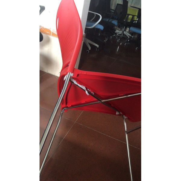 Red PU And PVC Cover Economical Office Chairs Non Rolling OEM & ODM Accepted
