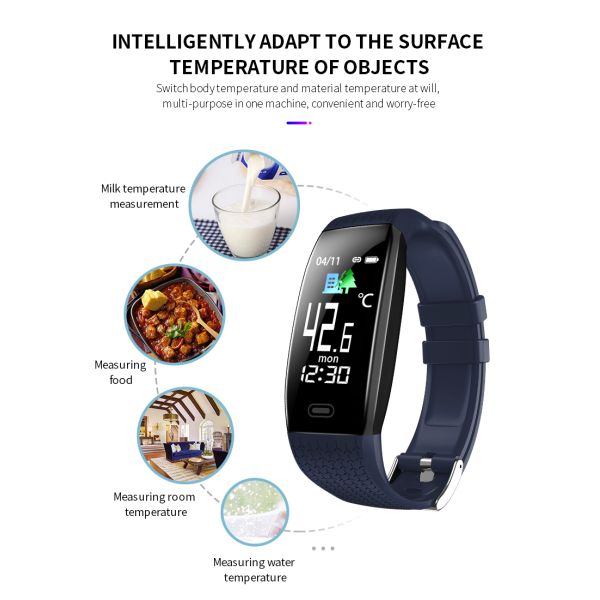 Pulsera elegante de la pantalla táctil de la prenda impermeable IP67 del reloj de Rate Blood Pressure Oxygen Ladies del corazón T15