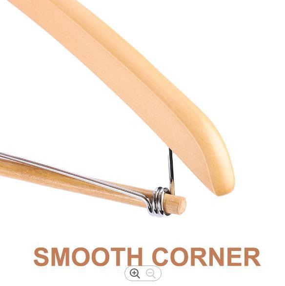 SGS Wooden Suit Hangers With Locking Bar , 1.25cm Wide Shoulder Wooden Coat Hangers