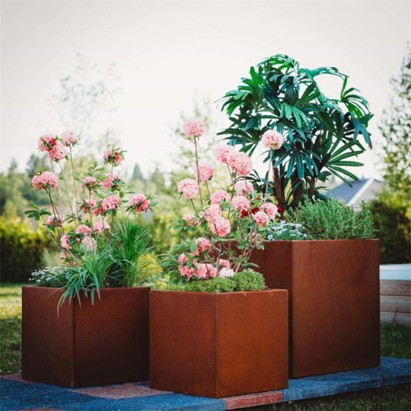 Steel Planter Customizable Corten Steel Flower Pots Metal Plant Pots 1500*500*600mm