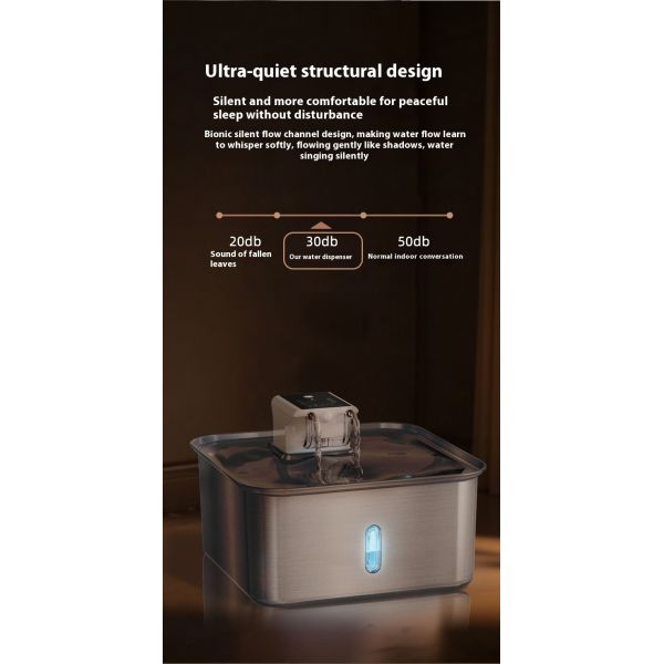 Large Capacity 7L All Stainless Steel Rechargeable Pet Water Dispenser Eco-Friendly Automatic Dog/Cat Bowl Solid Unplugged New